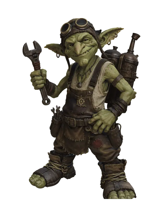 3D-модель Steampunk Goblin Engineer, сгенерированная ИИ