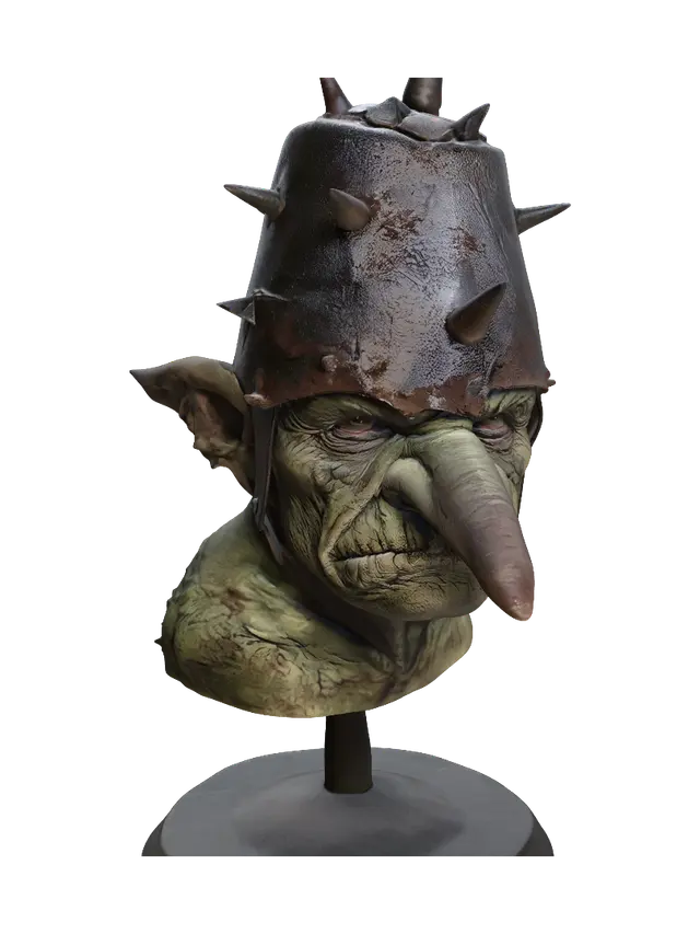 Spiked Helm Goblin - Glossy AI 생성 3D 모델