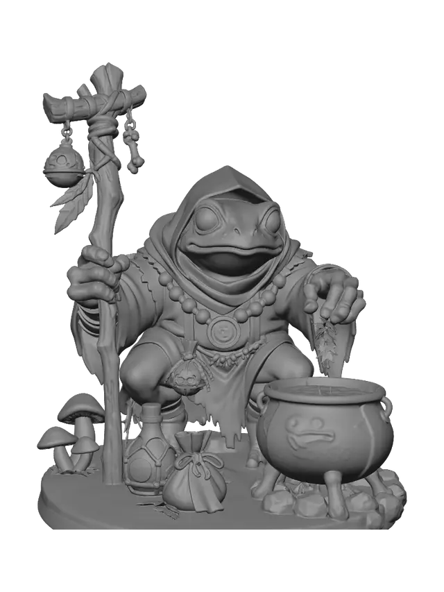 3D model for Frog Alchemist by the Cauldron