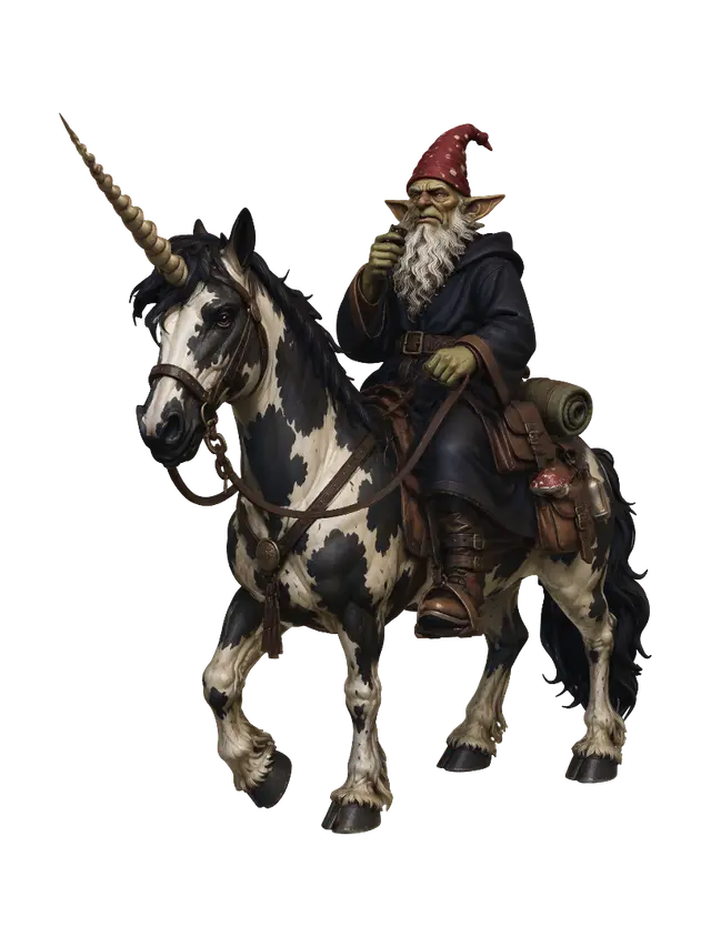 3D model for Old Wizard on a Spotted Unicorn