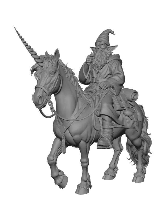 3D model for Old Wizard on a Spotted Unicorn
