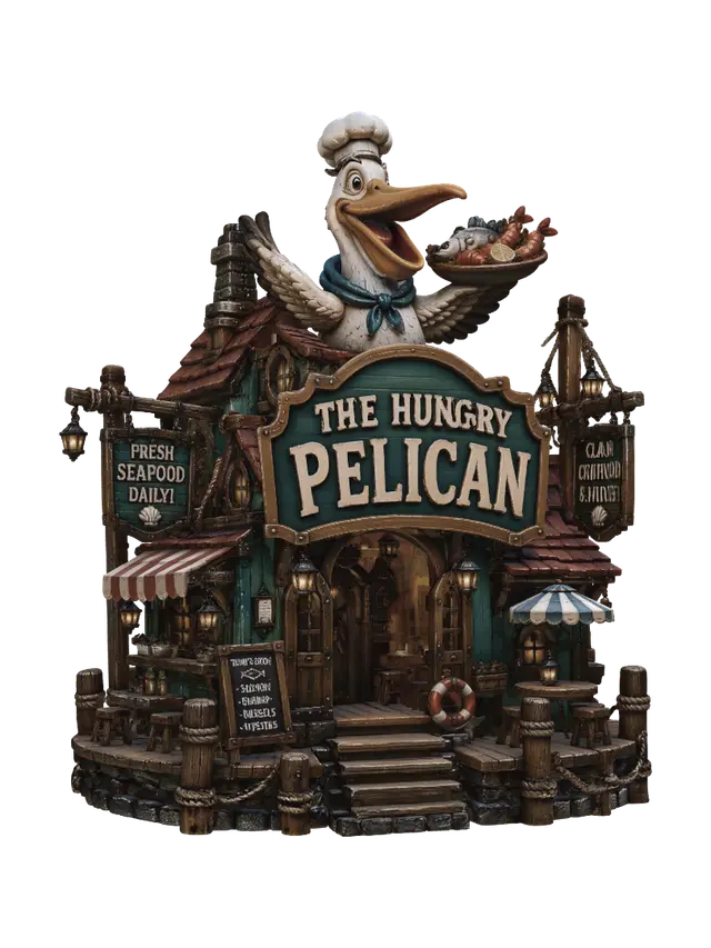 The hungry Pelican - Beak 3D model, vytvořený pomocí AI