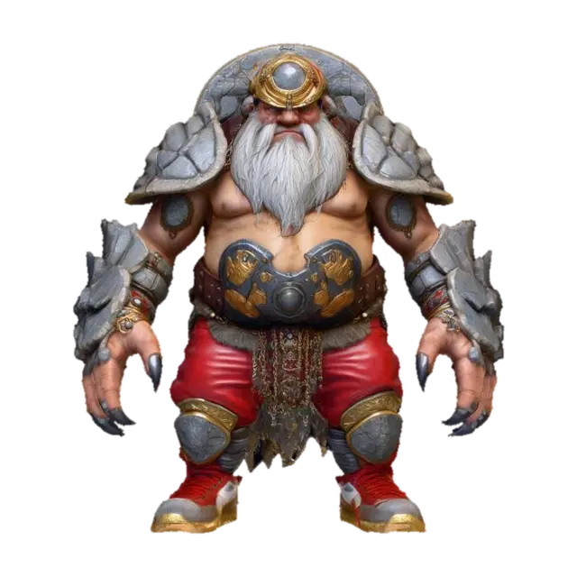 3D model for fantasy humanoid BEATLE dwaRF, massive body with stone crystals, massive paws ending in claws, head covered with a stone shield, light shining through the stone plates, extremely detailed, high resolution texture, WEARING RED LEATHER PANTS , NIKE SNEAKERS, AND A GOLD CHAIN AROUND HIS NECK

epic stance
