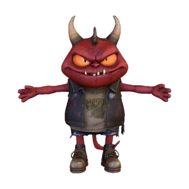 Modello 3D Punk Horned Creature - Mohawk, generato dall’IA