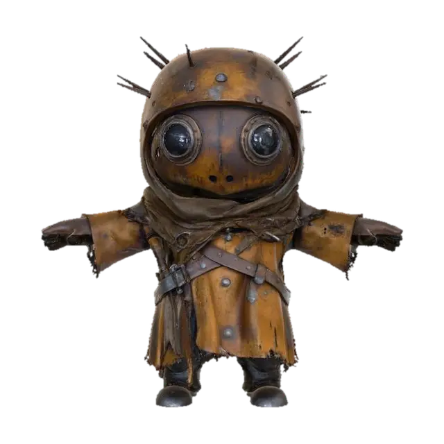 Rusty Wanderer 3D model, vytvořený pomocí AI