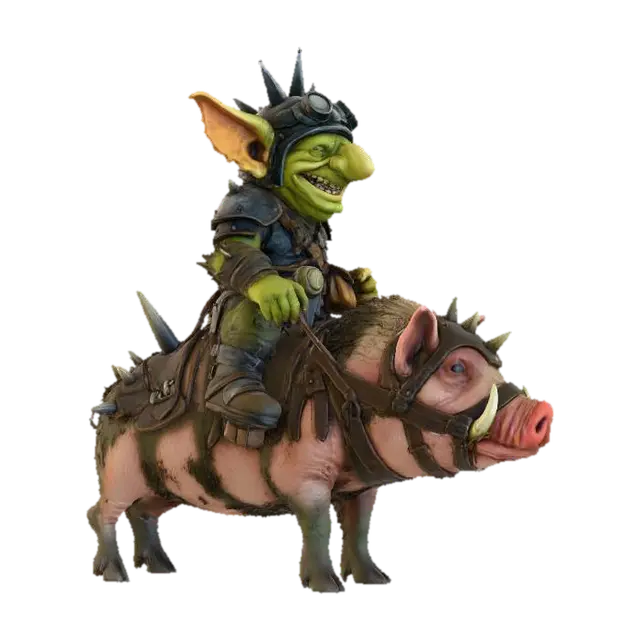 Goblin Warrior and Armored Boar.png 3D model, vytvořený pomocí AI