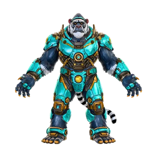 Cyber Gorilla Warrior 3D model, vytvořený pomocí AI