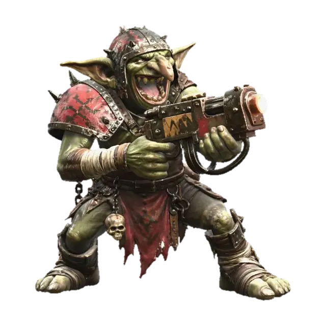 Orc Gunner with Inferno Cannon 3D model, vytvořený pomocí AI
