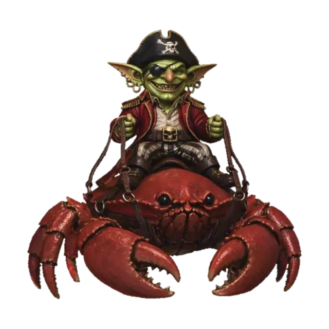 Captain Greenbeard and the Crimson Crab 3D model, vytvořený pomocí AI