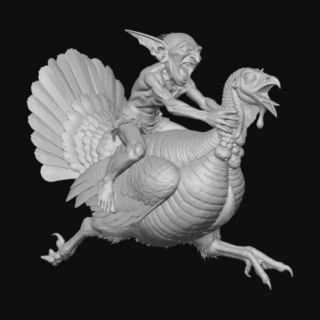 3D model for Goblin Rider on a Giant Turkey