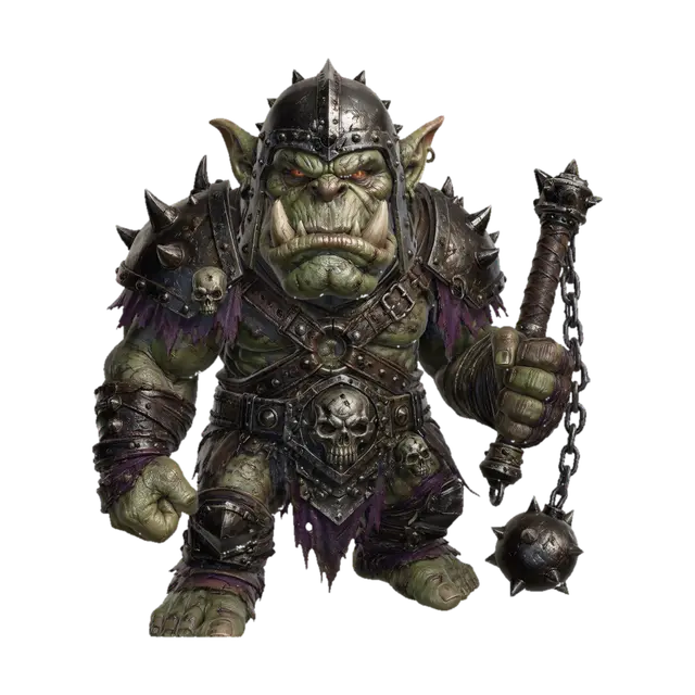 Ironbound Orc Warlord - Grimdark 3D model, vytvořený pomocí AI
