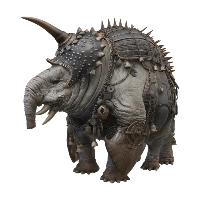 Ironbound War Elephant 3D model, vytvořený pomocí AI