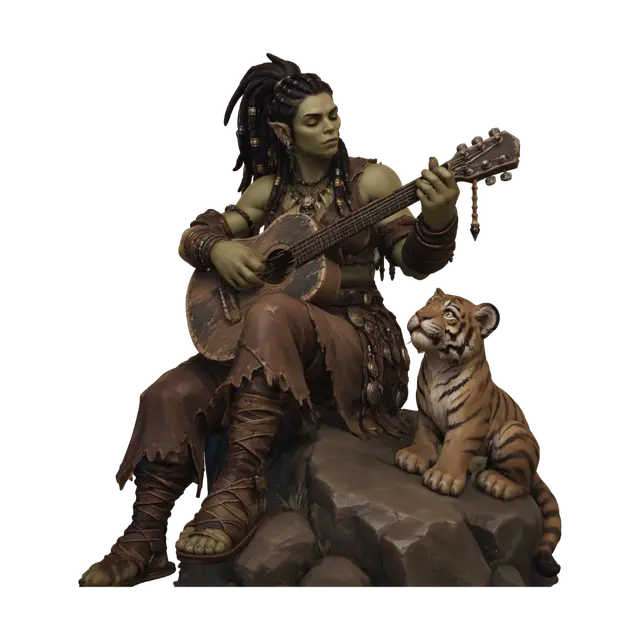 The Jungle Bard and the Tiger Cub 3D model, vytvořený pomocí AI
