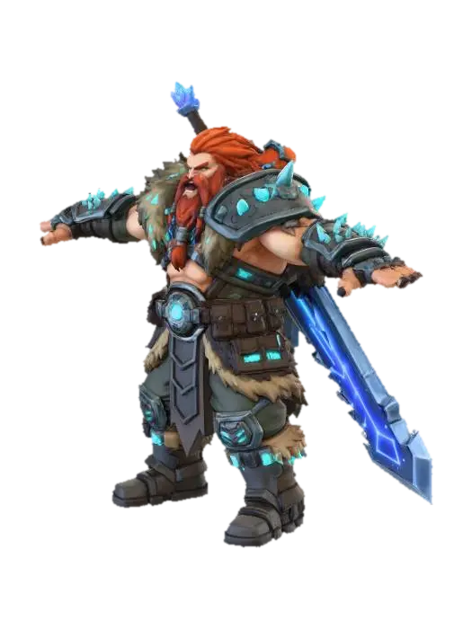 Space Barbarian Warrior - Characterplayer 3D model, vytvořený pomocí AI