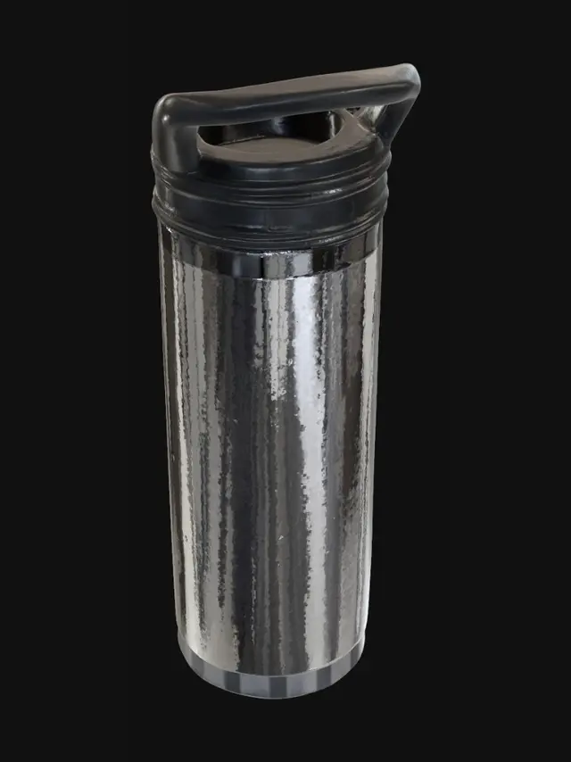 3D model for White insulated water bottle with black lid
