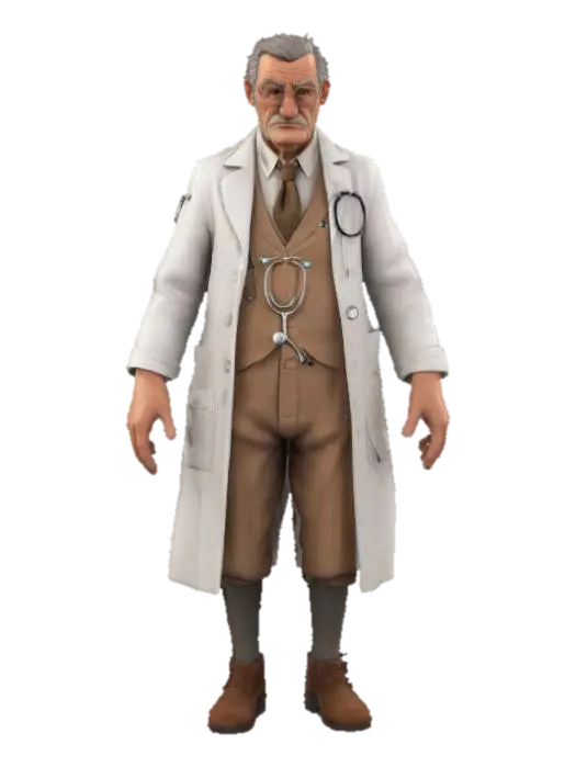 The Distinguished Doctor 3D model, vytvořený pomocí AI