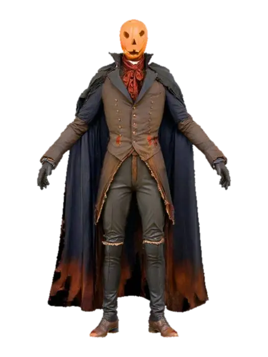 3D model for model a ultra realistic t posed headless  male aristicrat  from the 1800s era wearing weathered riding attire and tattered Cape . the headless horseman sleepy hollow . t pose. No head ..only body. bloodstained neck and chest   #villain#