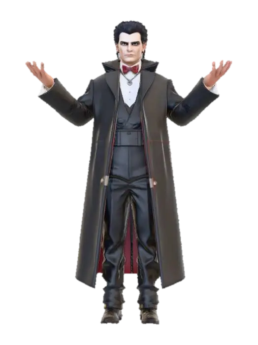 3D model for Create for Me a Character that is a cobination of Elvis and Count dracula .