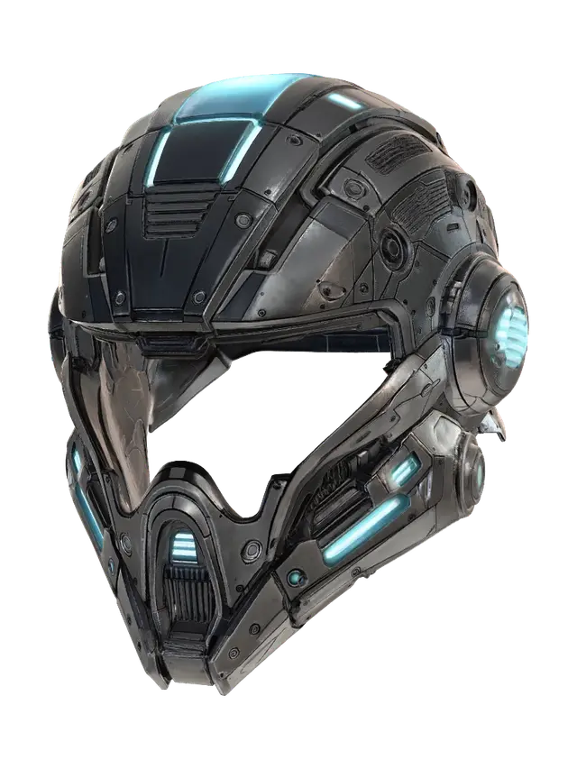 Neon Mech Helmet - Polygon 3D model, vytvořený pomocí AI