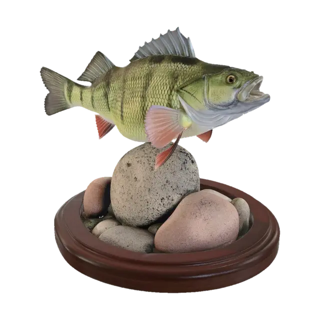 Largemouth Bass on a Rock Stack 3D model, vytvořený pomocí AI