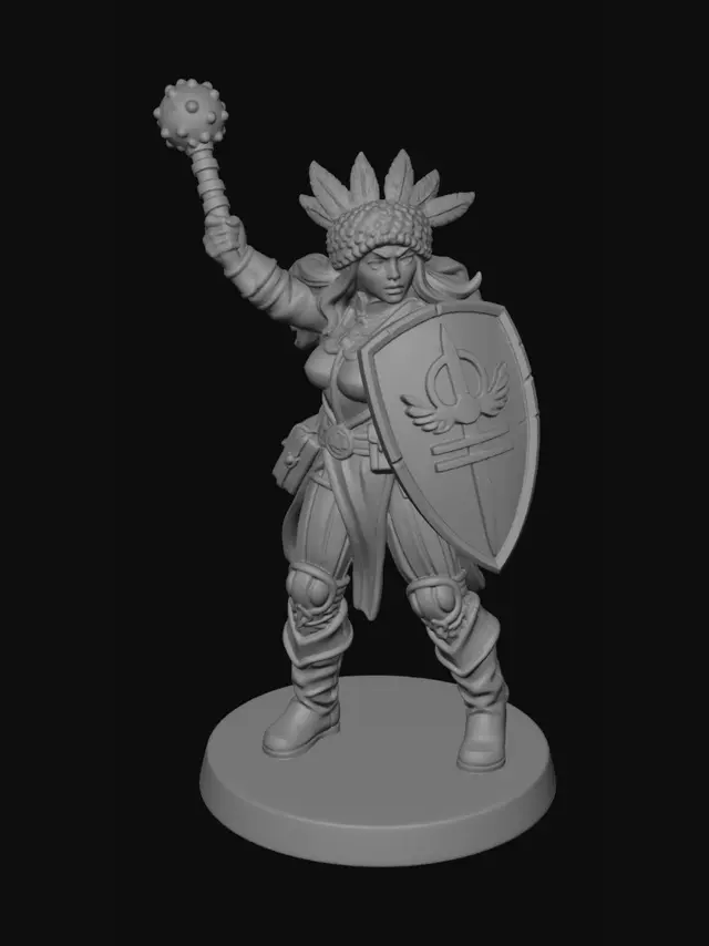 3D model for Shieldmaiden with Spiked Mace