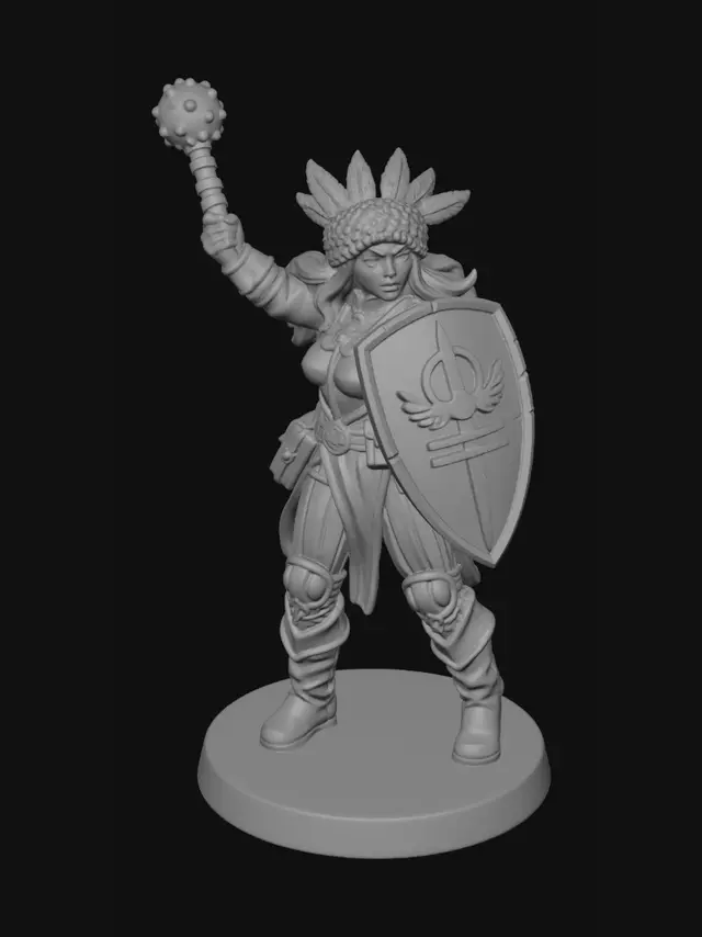 3D model for Shieldmaiden with Spiked Mace