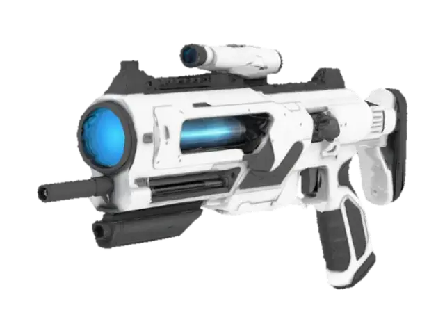 A realistic futuristic gun that can fire things like cold bullets at speedsters.… - Advanced 3D model, vytvořený pomocí AI