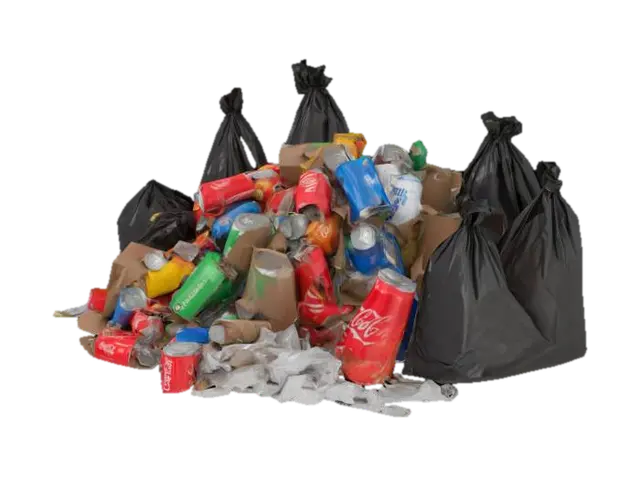 Trash pile with soda cans, cardboard, old wrappers, and anything else trash related.… 3D model, vytvořený pomocí AI