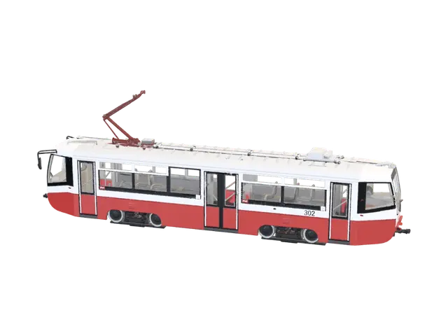 71-619K Tram 3D model, vytvořený pomocí AI