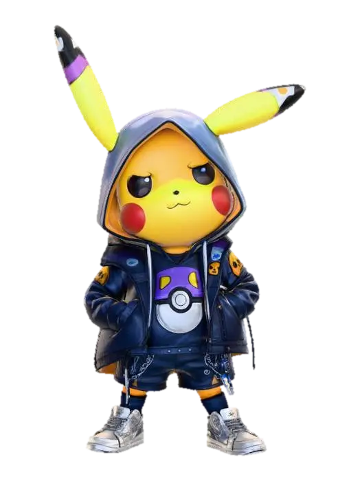 Street Pikachu Swagger 3D model, vytvořený pomocí AI