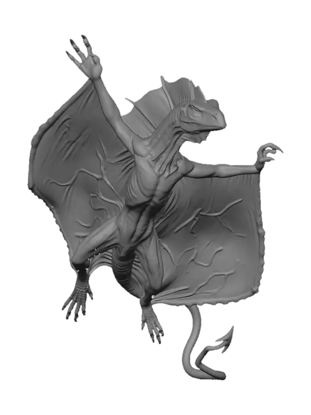 3D model for Drakes are gargantuan, reptilian monsters. Air drakes are the longest and leanest of the four drake types.
They have folds of loose skin that stretch between their front
and back legs. This skin unfolds when they extend their legs creating
a wing membrane. They have a long, lean frame and are
light of bone, contributing to their speed and agility.