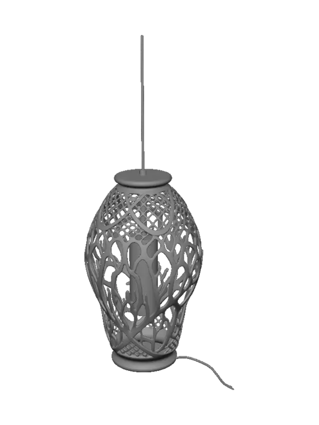 3D model for A hollow lamp hight 150mm the lamp is woven like a ocean coral, alien vegetation like loking