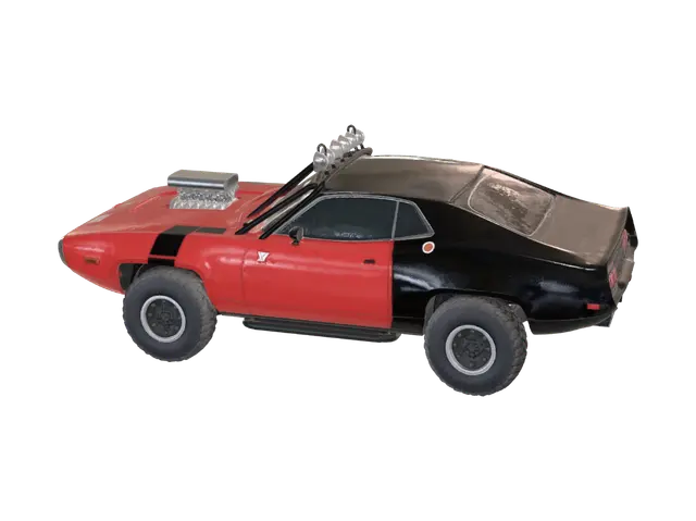 Red Thunder in the Desert - Dramaticlighting-3D-modell, genererad av AI