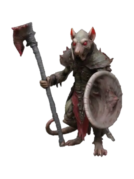 Warhammer Fantasy Skaven grotesque, rat-like humanoid creature with long, sparsely… 3D model, vytvořený pomocí AI