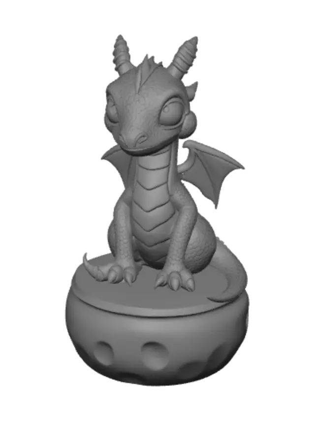3D model for cute child dragon on a podestal for 3d print
