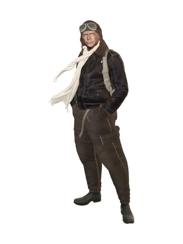 WWII Aviator 3D model, vytvořený pomocí AI