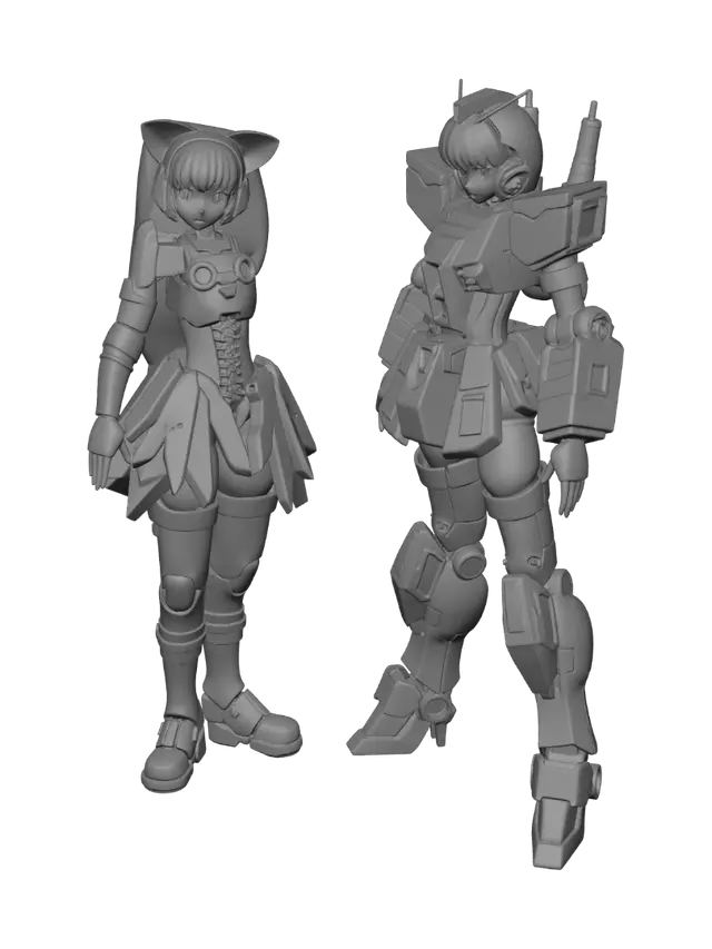 3D model for Catgirl and Gundam
