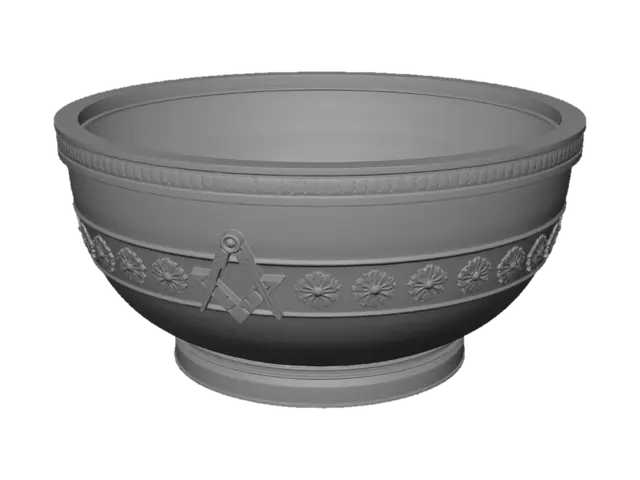 3D model for Ornate Bronze Bowl with Masonic Emblem
