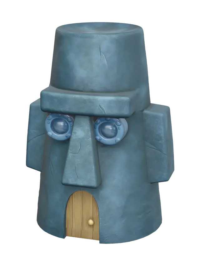Squidward House 3D model, vytvořený pomocí AI