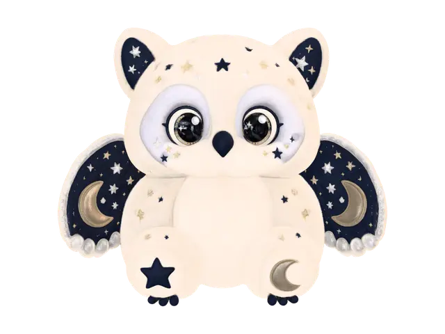 Moonowl Plushie 3D - Stars 3D model, vytvořený pomocí AI