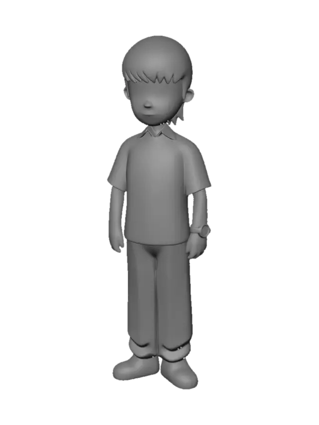 3D model for Three-View Character Sheet: Boy in Black
