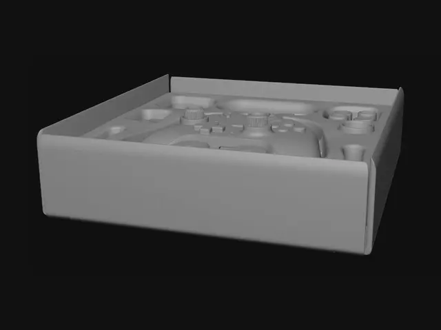 3D model for White Controller in Foam Packaging