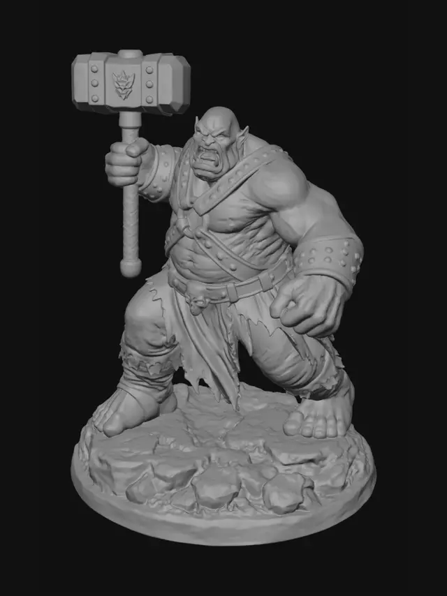 3D model for Orc Warlord with Massive Hammer