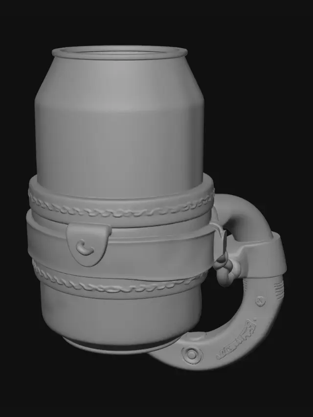 3D model for a wearable pirate hook hand but the hook is a can holder that holds a standard 375ml, 66mm diametre can