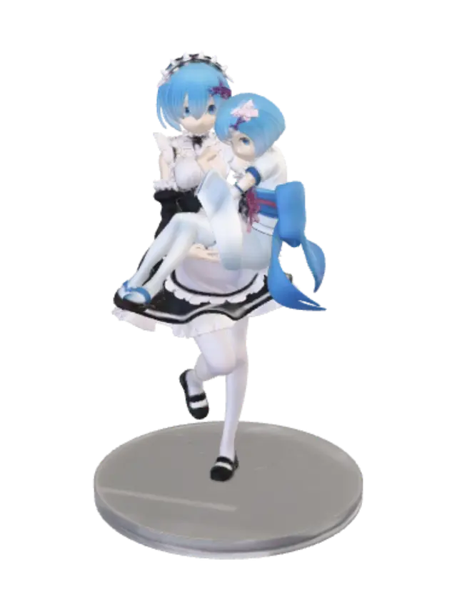 3D model for Blue-Haired Maid and Child Figure
