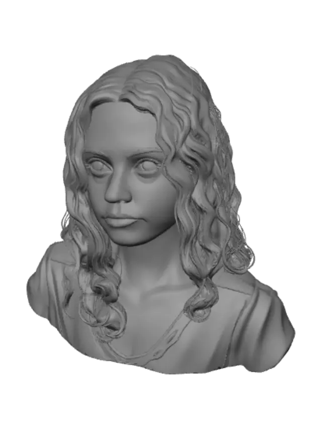 3D model for Sunlit Portrait of a Young Woman with Curly Hair