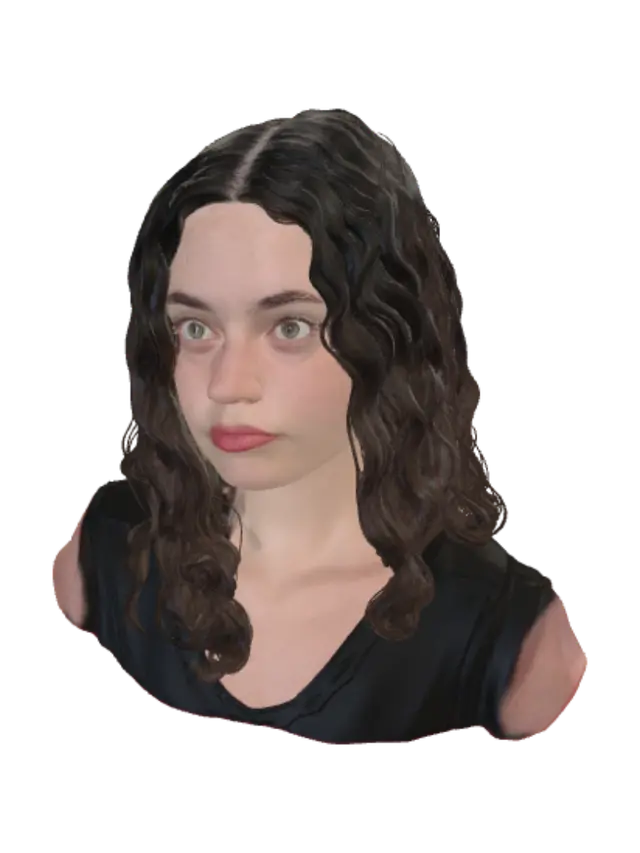 3D model for Sunlit Portrait of a Young Woman with Curly Hair