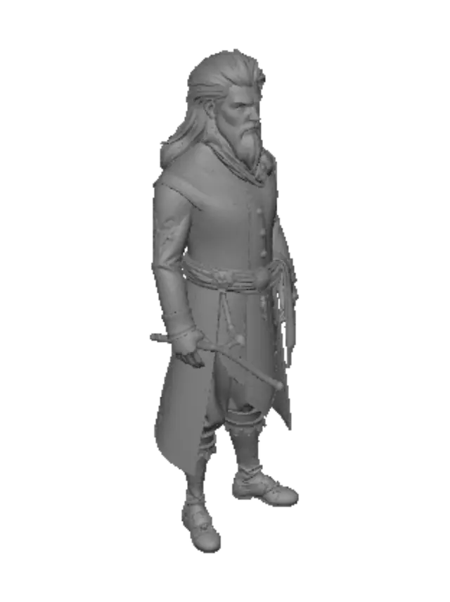 3D model for Create model of Pir sultan abdal holding a saz musical instrument in right hand