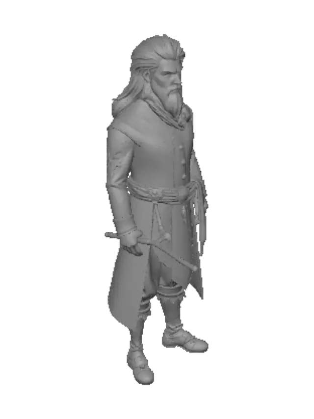 3D model for Create model of Pir sultan abdal holding a saz musical instrument in right hand