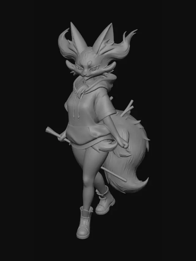 3D model for Hooded Fox in a Stained-Glass Garden